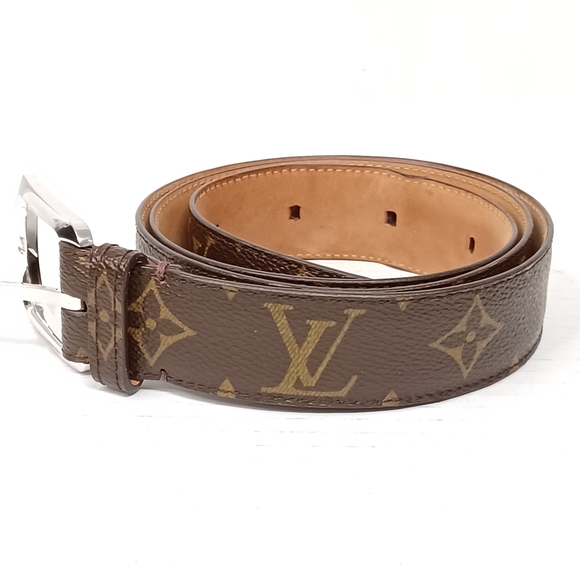 Authentic Louis Vuitton Silver Brown Monogram Belt Unisex lux228-092225 - Picture 1 of 15